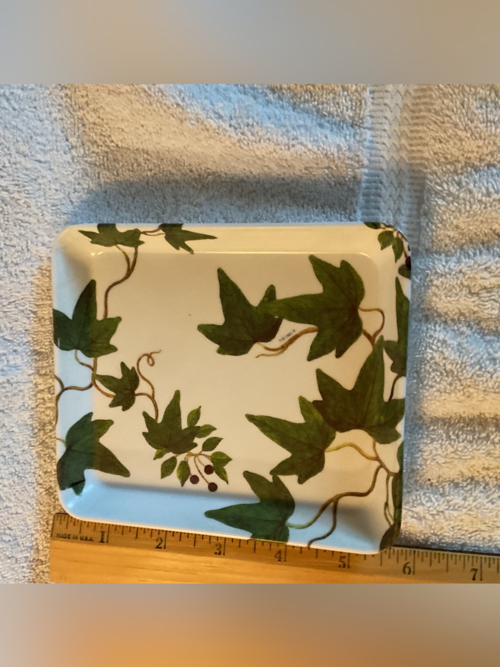 Ivy Vine  Decorative Tray in Green and White